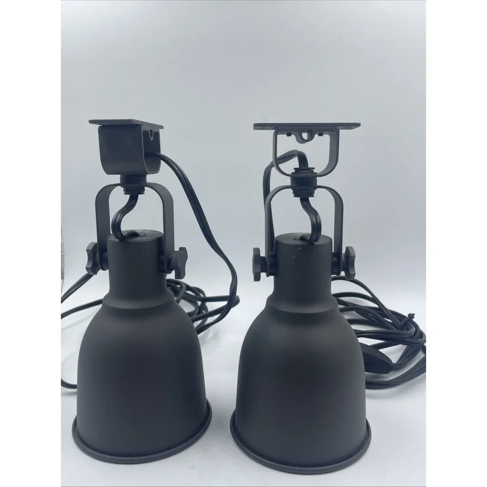 SET of 2 - Ikea HEKTAR Wall Spotlight Lamp W Bulbs, Metal, Dark Gray - Pre Owned